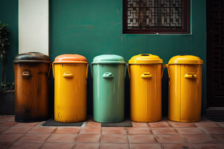 metal waste garbage cans for recycling, recycling conceptの素材