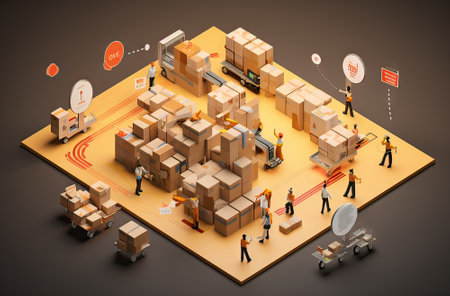 illustration of a delivery company, logistics conceptの素材