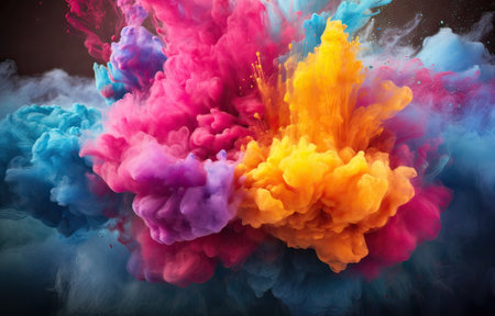 holi festival, colored powder wallpaper on a black backgroundの素材