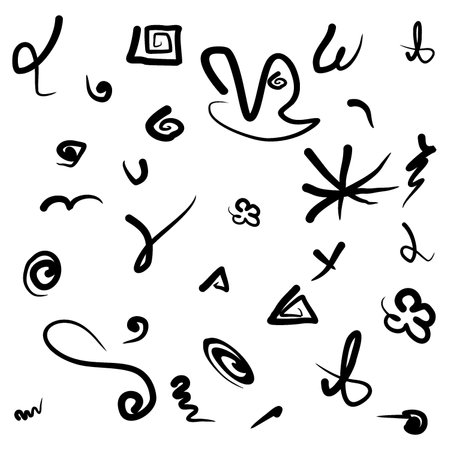 hand drawing pattern. Abstract symbols and signs set. vector illustrationのイラスト素材