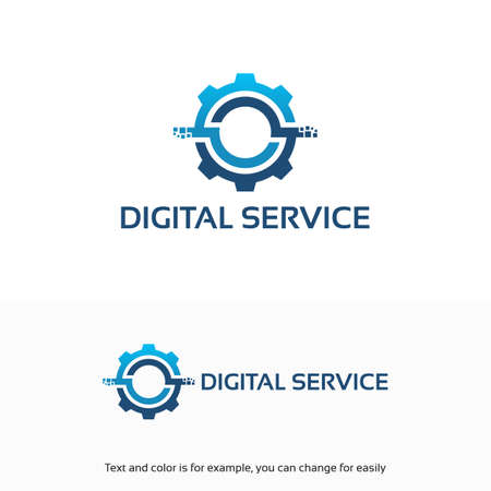 Digital Service Logo, Tech Service logo designs templateのイラスト素材