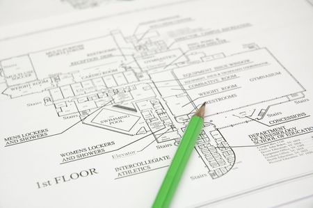 architectural plan  and green pencil