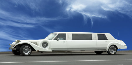 wedding limousine over blue skyのeditorial素材