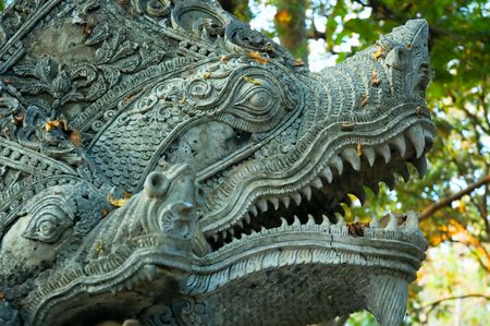 Sculpture of naga  mythical creature in eastern mythologyの写真素材