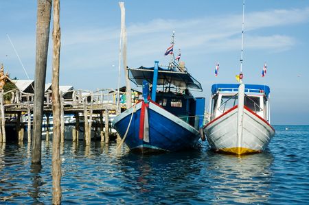 fishing boats, koh lanta, krabi, yhailandの写真素材