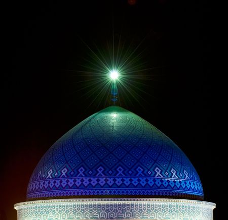 Dome of mosque in the night, Yazd, Iranの写真素材