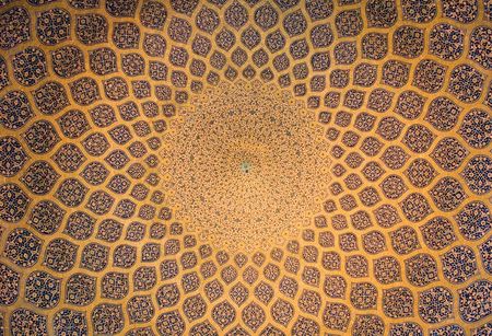 Dome of the mosque, oriental ornaments from Isfahan, Iranの写真素材