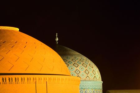 Domes of mosque in the night, Yazd, Iranの写真素材
