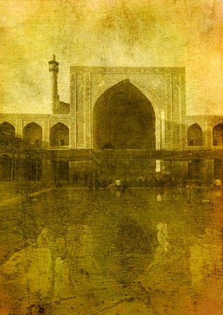 vintage image of imam mosque, isfahan, iranの写真素材