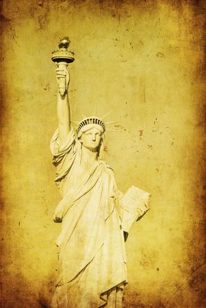 grunge image of liberty statueの写真素材