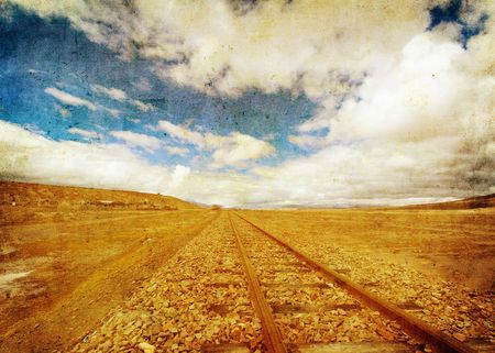 grunge image of railroad tracksの写真素材