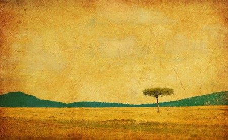 grunge image of a tree on a vintage paperの写真素材