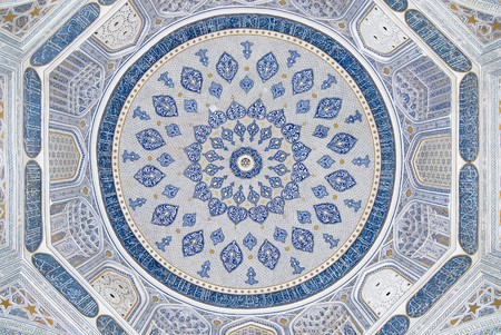 Dome of the mosque, oriental ornaments from Samarkand, Uzbekistanの写真素材