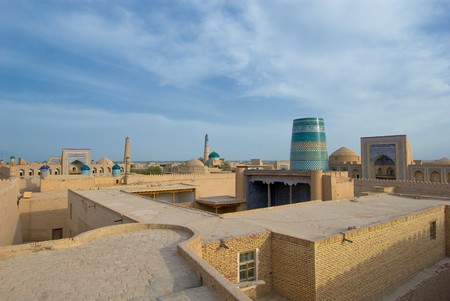 Panorama of an ancient city of Khiva, Uzbekistanの写真素材