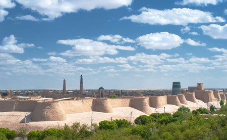 Panorama of an ancient city of Khiva, Uzbekistanの写真素材