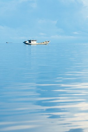 Fishing boat in the sea, Banda Islands, Indonesiaの写真素材