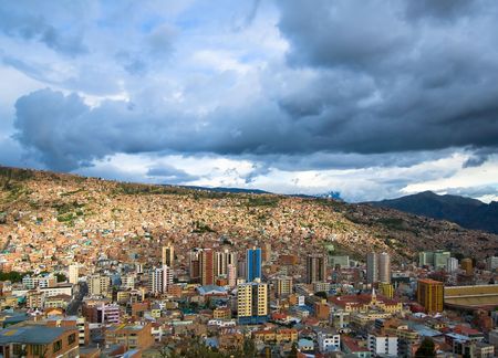Panoramic view of La Paz, Boliviaの写真素材