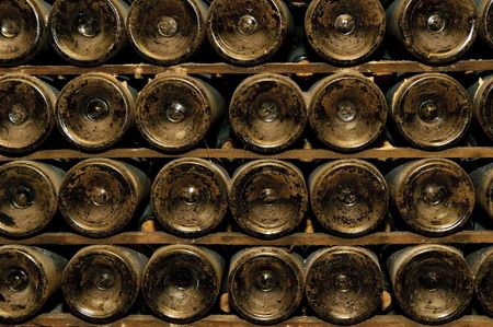 bottles in wine cellarの写真素材