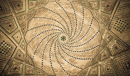 Dome of the mosque, oriental ornaments from Isfahan, Iranの写真素材