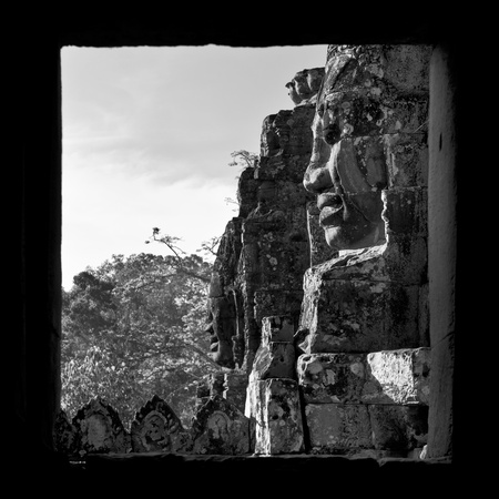 Faces of Bayon temple, Angkor, Cambodiaの写真素材