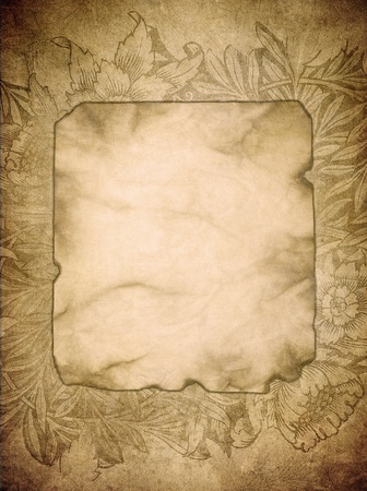 grunge floral background with space for text or imageの写真素材