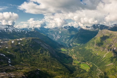 Geiranger fjord, view from Dalsnibba mountain, Norwayの写真素材