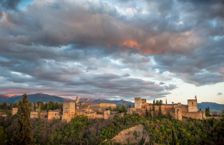 Panorama view of Alhambra palace, Granada, Spainのeditorial素材
