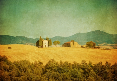 vintage tuscan landscapeの写真素材
