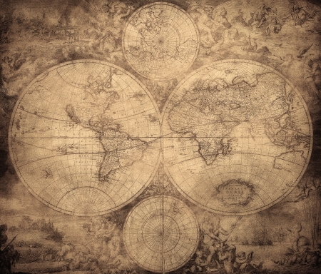 vintage map of the world circa 1675-1710

の写真素材