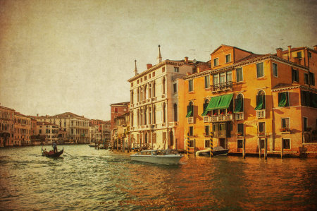Vintage image of Grand Canal, Veniceのeditorial素材