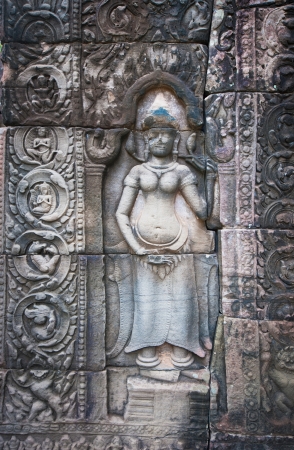 Apsara dancers, bas-relief of Angkor, Cambodiaの写真素材