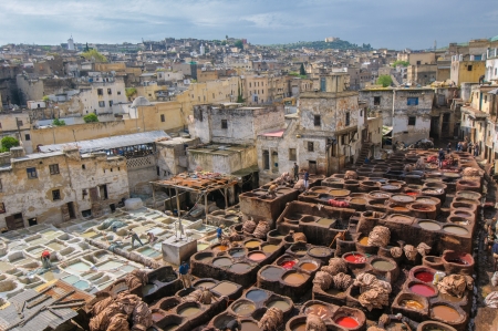Tannery in Fez, Moroccoの写真素材