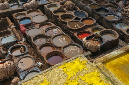 Tannery in Fez, Moroccoの写真素材