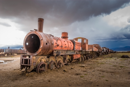 Train cemetery, Uyuni, Boliviaの写真素材