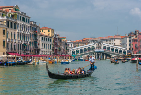 VENICE, ITALY - June, 09: Gondolas at Grand Canal in Venice, Italy on June, 09, 2011のeditorial素材