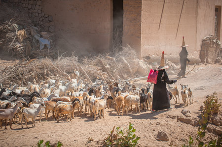 HADRAMAUT, YEMEN - February, 22: Hadramaut witches, yemeni women in traditional clothes at Hadramaut...