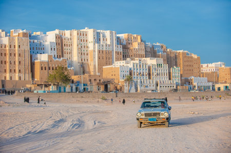 SHIBAM, YEMEN - February, 21: Yemeni boys playing soccer at Shibam, Hadramaut provence, Yemen on February, 21, 2011のeditorial素材