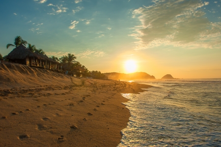 Zipolite beach at sunrise, Mexico