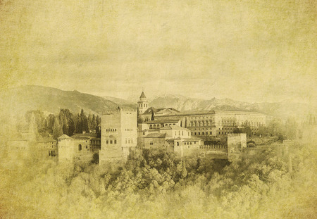 Vintage image of  of Alhambra palace, Granada, Spainの写真素材