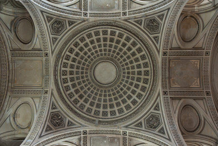 PARIS, FRANCE - July, 19, 2011: Dome of Pantheon. Pantheon is the place where the most famous french people were buried.のeditorial素材