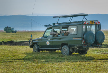 AMBOSELI, KENYA - September, 21, 2008: Birdwatching photography safari in Lake Nakuru National Park, Kenyaのeditorial素材