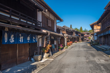 Tsumago, scenic traditional post town in Japanのeditorial素材