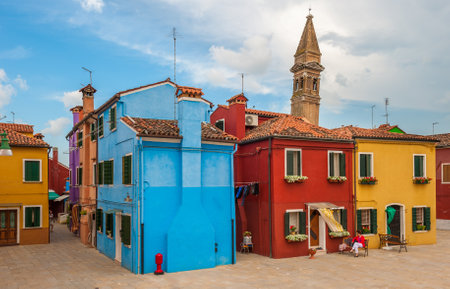 Colorful houses of Burano, Venice, Italyのeditorial素材