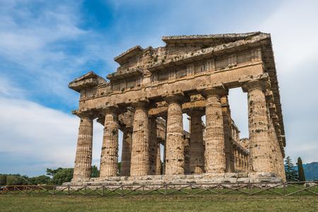 Second temple of Hera at Paestum archaeological site, one of the most well-preserved ancient Greek temples in the world, Province of Salerno, Campania, Italyの写真素材
