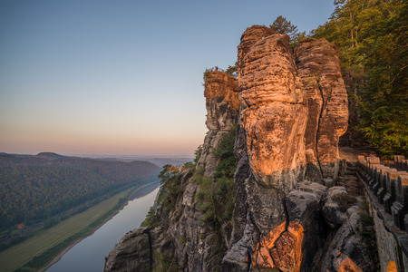 The Bastei bridge, Saxon Switzerland National Park, Germanyの写真素材