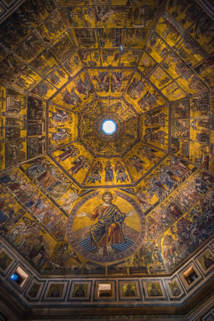 Magnificent mosaic ceiling of the Baptistry of San Giovanni, Florence, Tuscany, Italyのeditorial素材