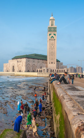 CASABLANCA, MOROCCO - April, 19, 2013: Hassan II Mosque, Casablanca. Moroccoのeditorial素材
