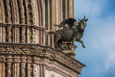 Detail of Orvieto Cathedral (Duomo di Orvieto), Umbria, Italyの写真素材