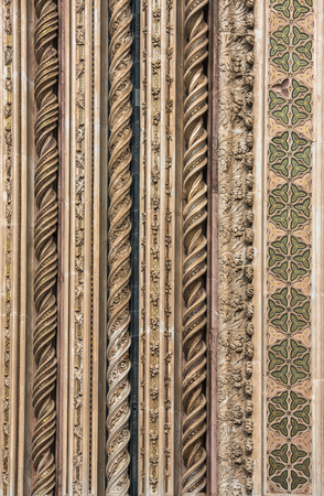 Detail of Orvieto Cathedral (Duomo di Orvieto), Umbria, Italyの写真素材