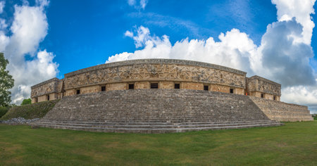 The Governor's Palace in an ancient Maya city of Uxmal, Yucatan, Mexicoのeditorial素材